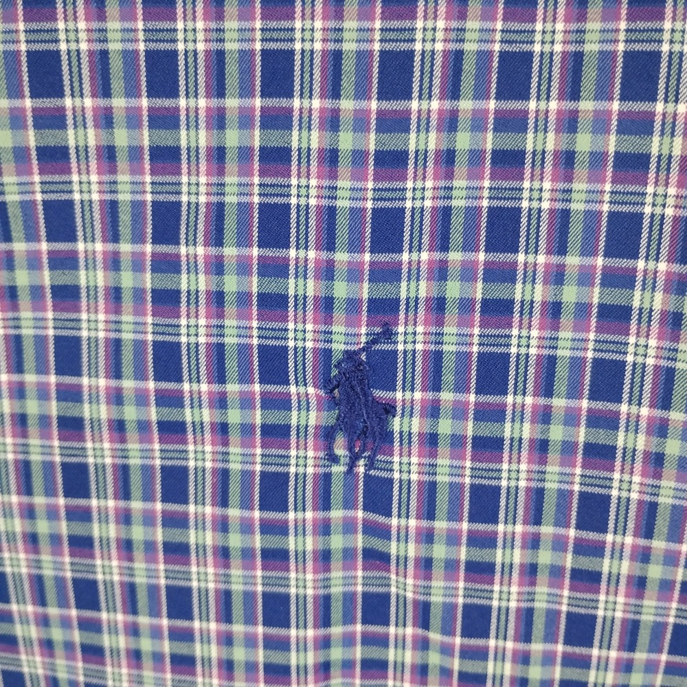 Polo Ralph Lauren Mens XL Classic Fit Performance Plaid Button Down Shirt Blue - Picture 7 of 14